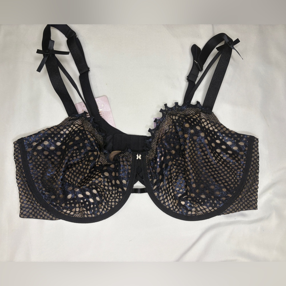 Savage X Fenty Black Mesh‎ Lace Bra 42DD NWT